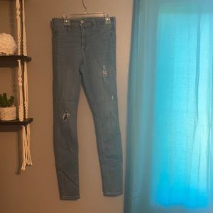Hollister jeggings with holes. Size-7L